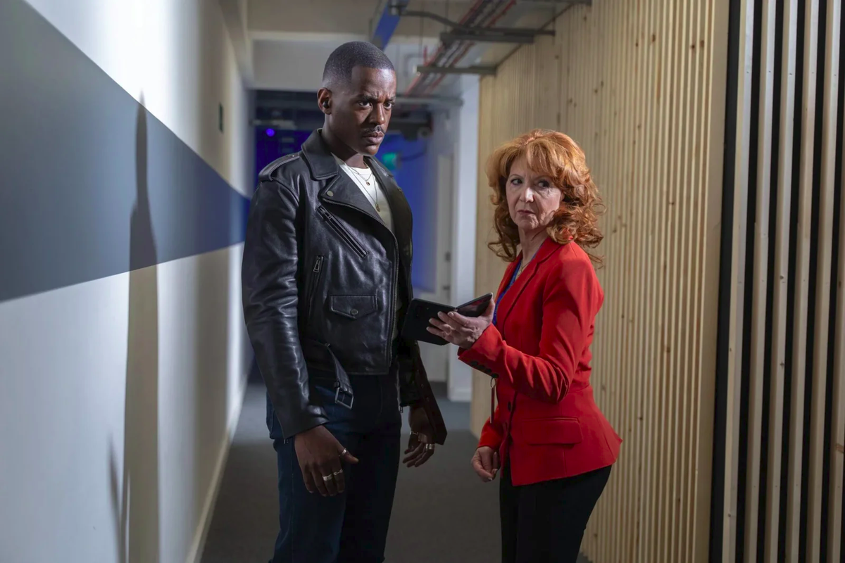 The Doctor and Mel in The Legend of Ruby Sunday